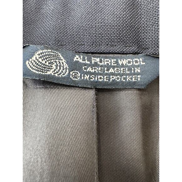 Vintage 90s Burberry Navy Blue 100% Wool Gold Logo Buttons Men's 44R - Picture 5 of 9